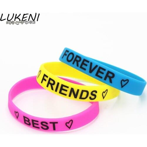 LUKENI Hot Sale 1PC Fashion Motivational Best Friends Forever Silicone Wristband 3 Colors Silicone Bracelet&Bangles Gifts SH159
