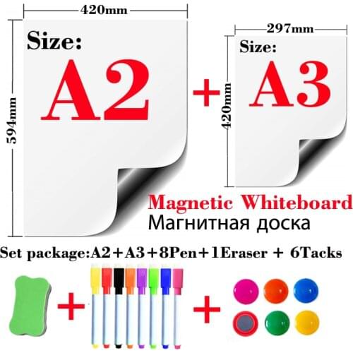 A2+A3 Package Magnetic Whiteboard Fridge Stickers Wall Stickers Kids Drawing Board Dry Erase White Board Calendar Weekly Table