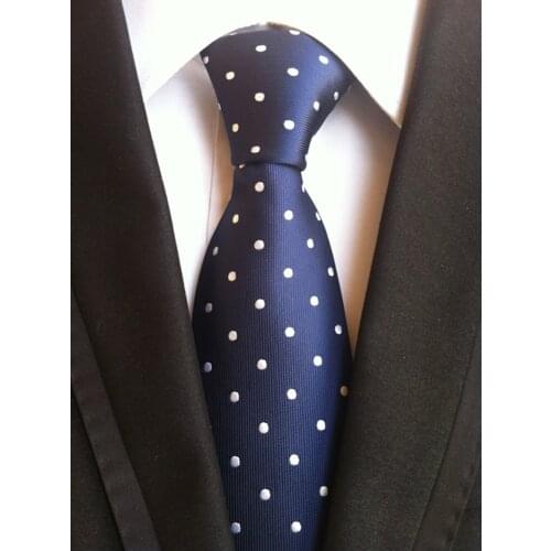 New Design Mens Spots Ties Navy Blue with White Small Dots Necktie