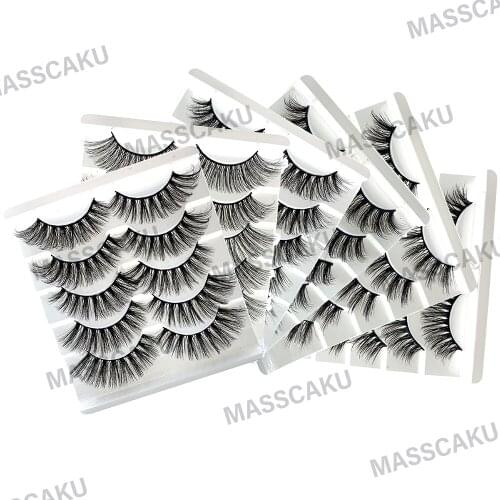 MASSCAKU 5 pairs Faux Mink lashes medium-length false eyelashes fake makeup tools extension mink eyelashes maquiagem