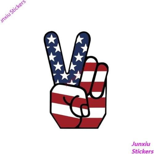 Waterproof USA Flag Peace Victory Gesture Color Car-Sticker and Decals for Refrigerator Bumper Window Car Accessories KK12*8cm