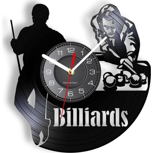 Table Tennis Vinyl Record Wall Clock Billiards Pool and Snooker Tables Decor For Boys Room Silent Non Ticking Watch Player Gift