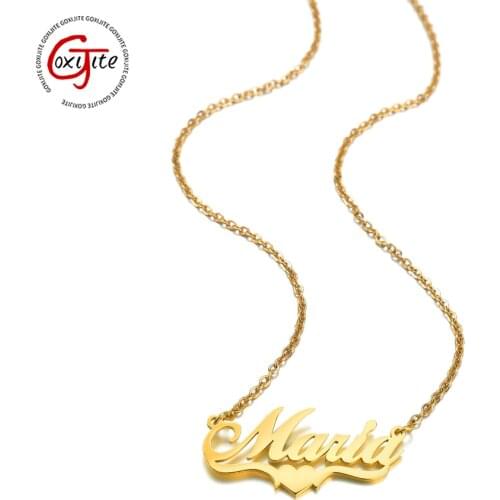 Goxijite Personalized Name Necklaces Handmade Custom Name for Women Men Stainless Steel Jewelry Gold Filled Heart Statement