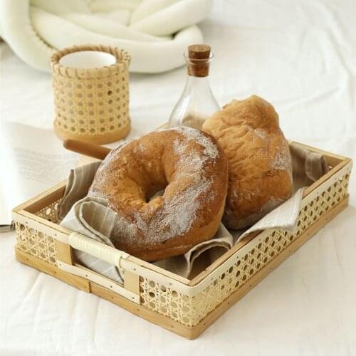 CuteLife Nordic Ins Rattan Braided Storage Basket Kitchen Bread Home Decoration Picnic Basket Tray Makeup Desk Organizer Basket