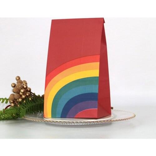 Gift Pouch Kraft Paper Rainbow Dried Candy Food Stand Up Bags Holiday Ornaments Packaging Organizer Party Wedding Package