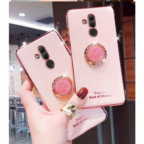Finer Ring Holder Soft Silicone Phone Case On For Huawei Mate 20 Lite 20lite Mate20 Luxury Shinny Mirror Stand Back Cover Shell
