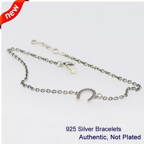 Symbol of Luck Bracelets with Clear Cubic Zirconia 100% 925 Sterling Silver Jewelry Free Shipping