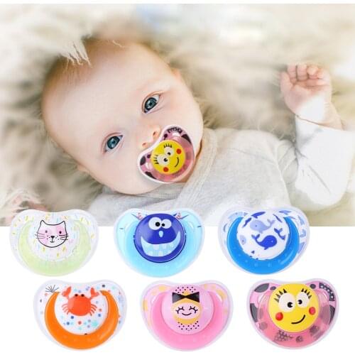 Newborn Baby Silicone Pacifiers Baby Safe Food Grade Silicone Baby Nipples Pacifiers Transparent Flat Thumb Pattern Baby Nipple