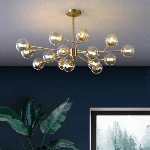 Modern molecular chandelier Nordic Creative luxury Glass Ball lamp lustre sputnik for living room home interior chandelier