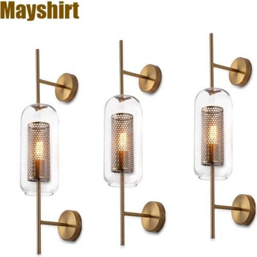 Loft Industrial Glass Wall Lamp Modern Led Sconce Wall Lights for Home Decor Living Room Bedroom Bathroom Mirror Light Fixtures
