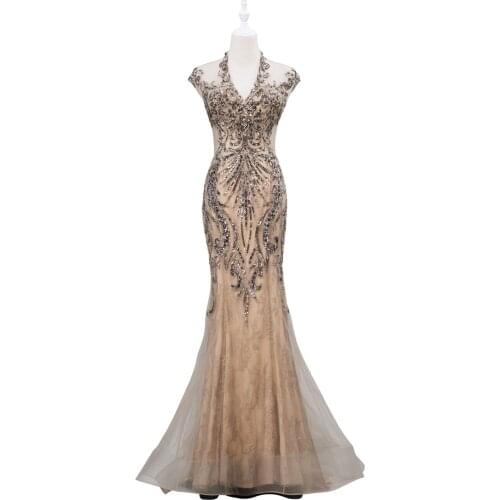 Light Champagne Evening Dress 2020 New different color luckgirls pleated beaded long Customizable fashion Moncini Tailor