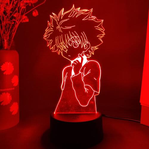 LED Anime Lighting Silhouettes of Killua 3D Figurine Night Lamp from Hunter x Hunter Otaku Sensor Lights Manga Fans Room Decor