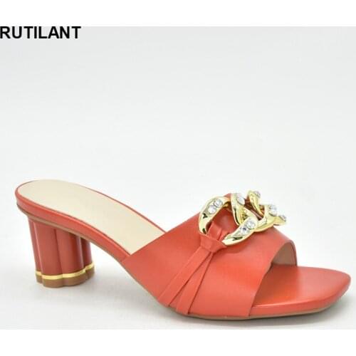 Strange Heel Peep Toe Slippers Shallow Novelty Patchwork Party Metal Decoratio Sweet Women Shoes High Heel Wedding Shoes Bride