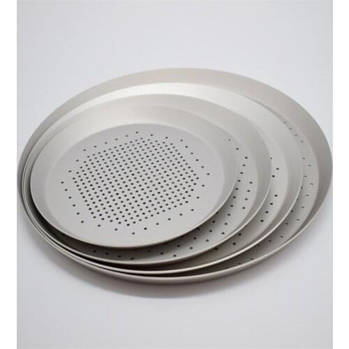 YOMDID Round Pizza Pan Thickening Punching Holes Pizza Pie Pan Mold Aluminium Alloy Pancake Baking Trays Kitchen Bakeware pizza