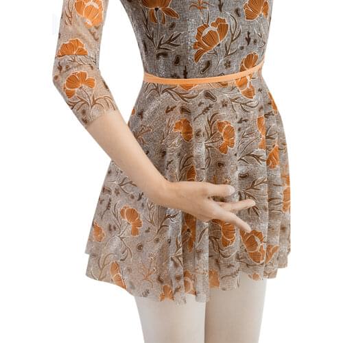 Ballet Dance Practice Clothes Printed Yellow Leaf Lace Up Skirt Classical Blouse Sets Women Wrap Skirts Lyrical Dress Costumes