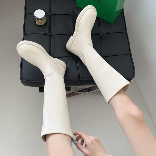 Women Long Boots Shoes Real Leather Platform Riding Chunky Knee High Autumn Winter Ytmtloy Square Toe Slip On Botines De Mujer