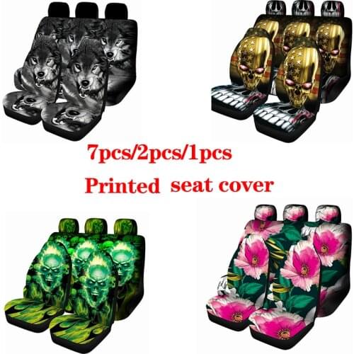 Women Car Seat Cover, Rose Floral Pattern, Pack of 4, Include Front Rear Seat Cover, Non-Slip Full Wrap Flat Cloth Seat Covers