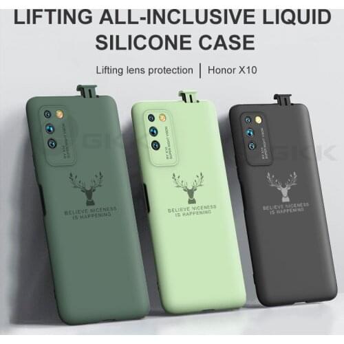 Liquid silicone Lifting Camera Protective Soft Case For Huawei Honor X10 9X Pro Y9s Case Anti-drop Shockproof elk Pattern Cover