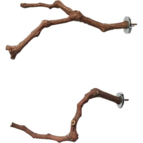 Pet Parrot Bird Standing Stick Wild Grape Wood Pole Bird Cockatiel Parakeet Perches Bite Claw Grinding Toy Bird Cage Accessories