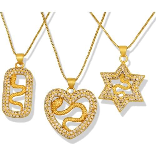 Gold Oval Star Heart Pendant Necklace For Women Collier Bijoux Femme New Design Clavicle Geometric Snake Jewelry Party Gift