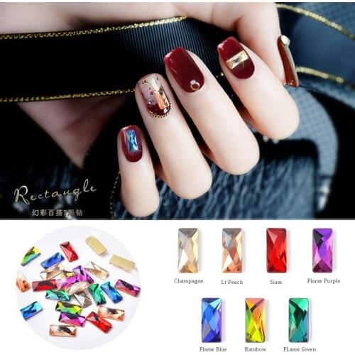 Recuerdame 10pcs Mixed Color Rectangle Gems Rhinestone 3*7mm Nail Art Decorations Glitter DIY Jewelry Stone Nail Accessories