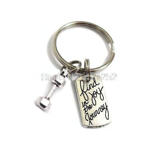 12pcs Weight Loss Keychain Dumbbell Key Ring, Barbell Keychains, Find Joy in the Journey Keyring