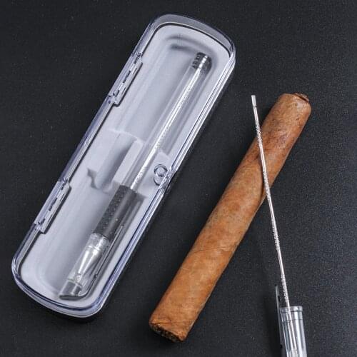 2Pcs/Box Portable Stainless Steel Cigar Needle Drill Loose Punch Cutter Burr Dredge Hole Puncher Cigar Tools Smoking Accessories