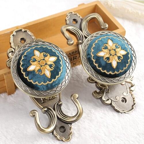 2Pcs/Pair Embroidery Curtain Hooks Tieback Holder Straps Ropes Holdback Curtain Accessories Coat Hat Tassel Brush Hanger Decor