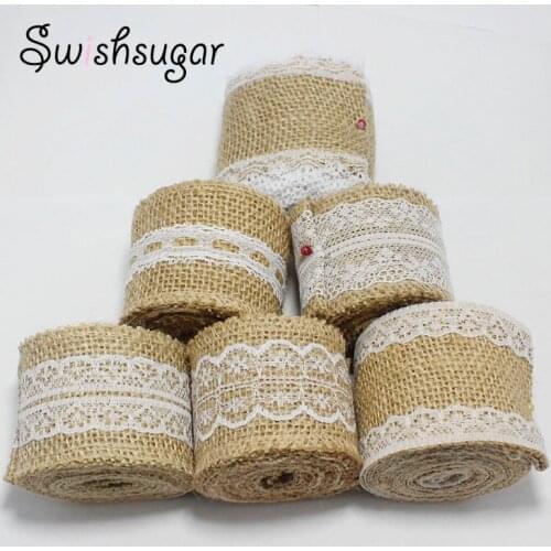 2yards Natural Jute Hessian Burlap Lace Ribbon Rustic Wedding Belting Strap Floristry Bouquet Accessories