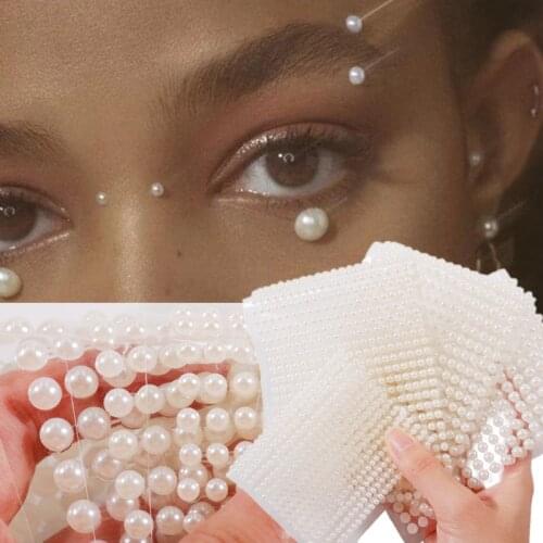 3D Pearl Face Jewels Eyeshadow Stickers Self Adhesive Face Body Eyebrow Diamond Nail face Stickers Diamond Decoration 3-6mm