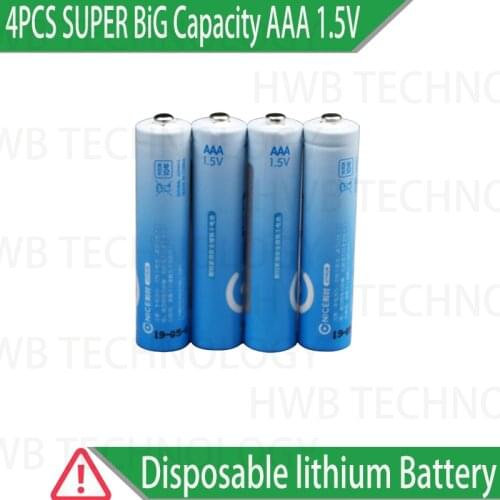 4 PCS/lot Brand New pushout SUPER Big Capacity AAA 1.5 V lithium iron batteries.High power Long shelf life free shipping