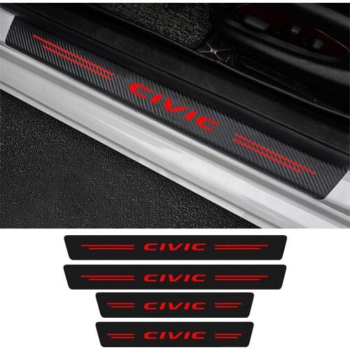 4Pcs For Honda Civic 7 8 9 10 2008 2009 2010 2011 2012 2013 2014 2015 - 2020 2021 Car Door Threshold Sill Sticker Accessories