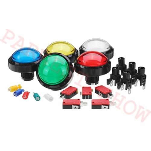 5pcs High Quality 60mm LED push button/Dome Shaped LED Illuminated Push Buttons For Arcade Coin Machine Operated Games