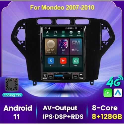 Android 11 IPS DSP Car GPS Auto radio for Ford Mondeo mk4 2007 2008 2009 2010 Multimedia player Navigation Vertical screen BLACK