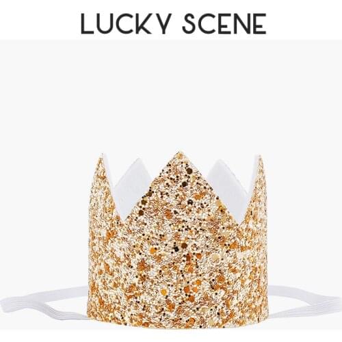 Shiny Glitter Felt Crown Birthday Hat Kids Pets Adults Birthday Party Accessories Solid Gold Silver, One Size Fits All S00204