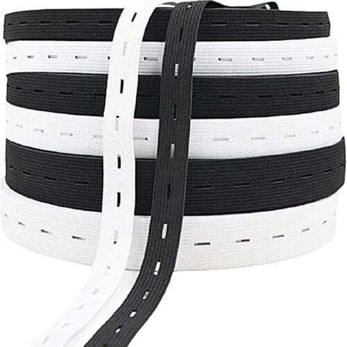 Black and White Button Elastic Bands Ribbon Clothing Bags Trousers Elastic Rubber DIY Sewing Accessories Rubber Band 10Meters
