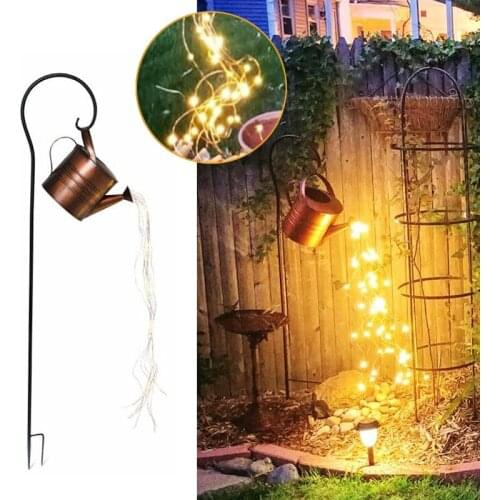 Stars Shower Garden Art Watering Can with Lights Butterfly LED String Lights Outdoor Courtyard Lawn Fairy Lamp Garden Decor