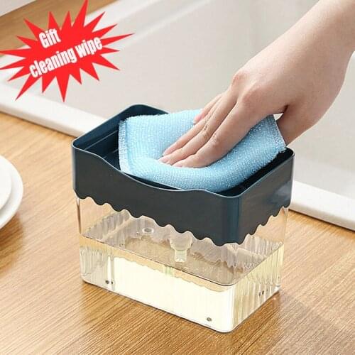 2-in-1 Soap Pump Dispenser With Sponge Holder Liquid Dispenser Container Hand Press Soap Organizer Kitchen Cleaner Tools new