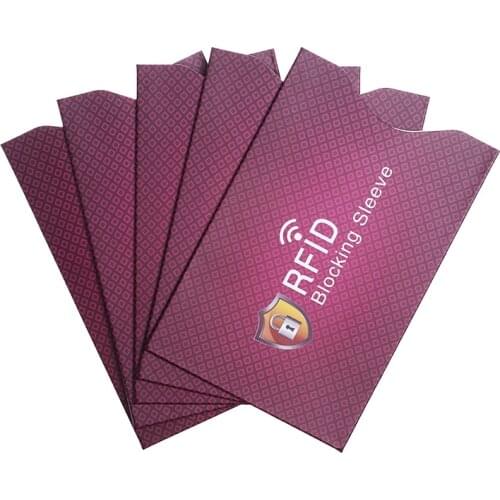 5pcs Purple Aluminum FoilRFID Blocking Credit Card Holders Sleeves For Identity Theft Protection Slim Design Fits Wallet Purse