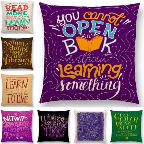 Hot Sale Colorful Decorative Letters Meaningful Saying Gorgeous Words Books Love Dream Short Sentences Cushion Cover Pillow Case