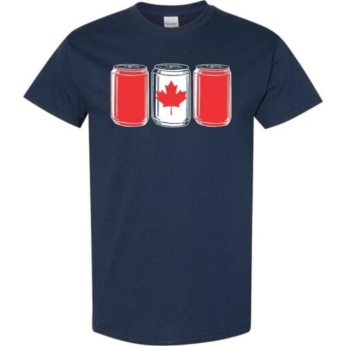 Canada Flag Patriotic Beer Can Drinking Team Canadian Flag Mens Tee Shirt