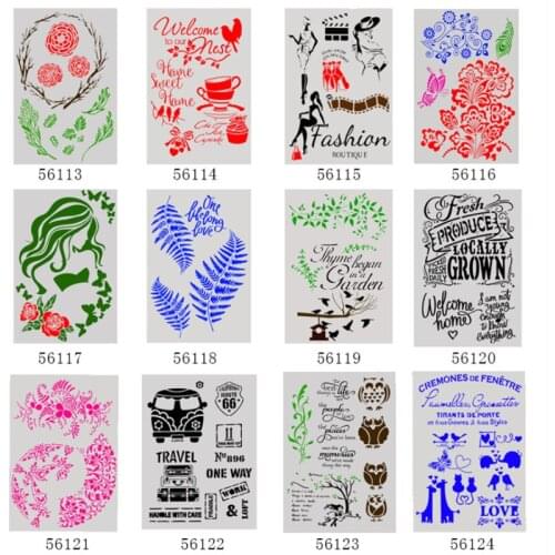 2pc Painting Template Decoration Stencil DIY Scrapbooking Photo Album Embossing Bullet Journal Stencils Hand Drawn Doodle Tools
