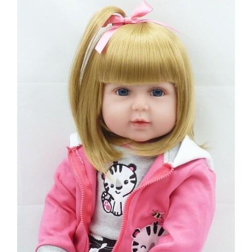 Bebe doll girl doll 24"blond hair wig soft silicone vinyl baby reborn handmade fashion dolls for children gift bonecas reborn