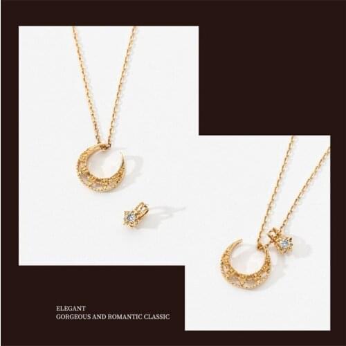 Liemjee Personality Fashion Party Punk Jewelry Hollow Moon Star Zircon Necklace For Women Feature Namour Charm Gift All Seasons