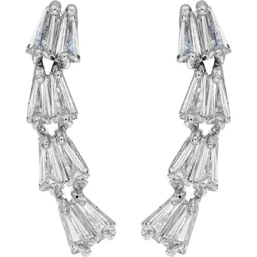 MEILIYISHI Wedding Earring Clear AAA Zircon White Gold Color Copper Minimalist Earring Wedding Jewelry For Mother Women Bridal