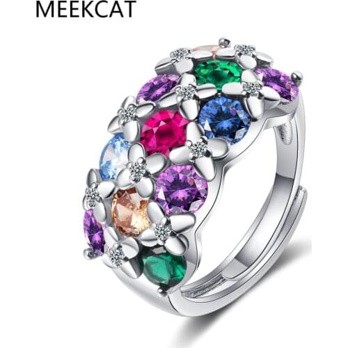 Multicolor Gemstone Flower Shape Wedding Ring New Design Silver 925 Jewelry Rings For Women Top Quality Wholesale Jewelry