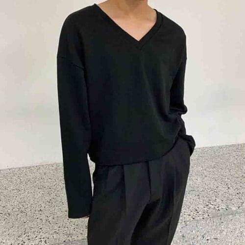 Youth Pullover Korean style fashion exquisite autumn new loose Casual Short V-Neck Sweater for men and women