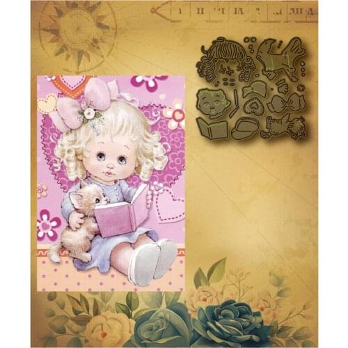 New princess girl metal cutting mold cute cat reading book for DIY die by scrapbooking card craft decoration embossing 2021