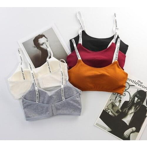 New style no steel ring beautiful back letter thin sling tube top with removable cup girl underwear teenage girls top