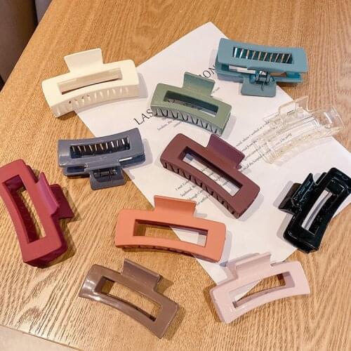 New Hair Claw Clips For Women Plastic Square Ponytail Clips Hair Clip Clamp Solid Color Large Barrettes Hairpin Hair Accessories
